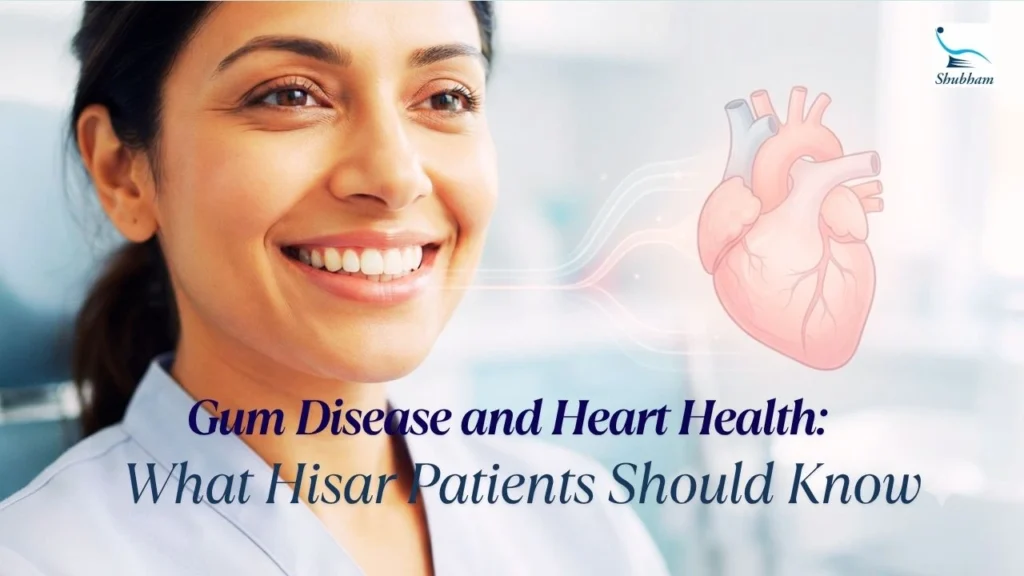 Healthy smile and gums with a visual representation of heart health