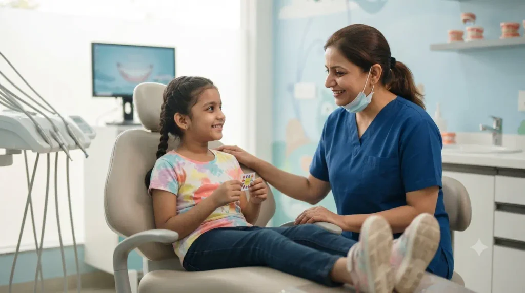 Happy child after a dental visit in Hisar